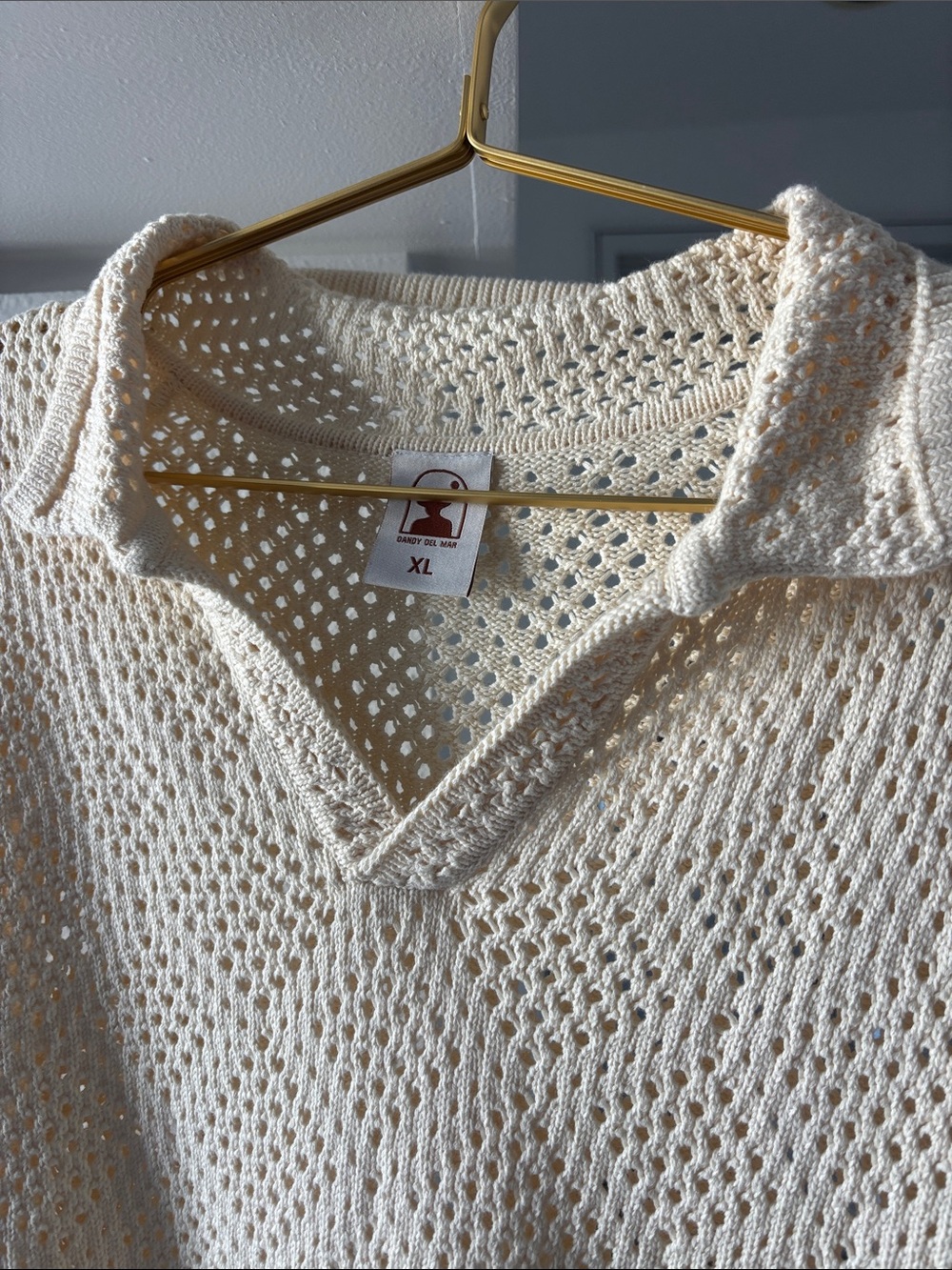 Dandy Del Mar Antibes Crochet Vintage Collared polo - Cream